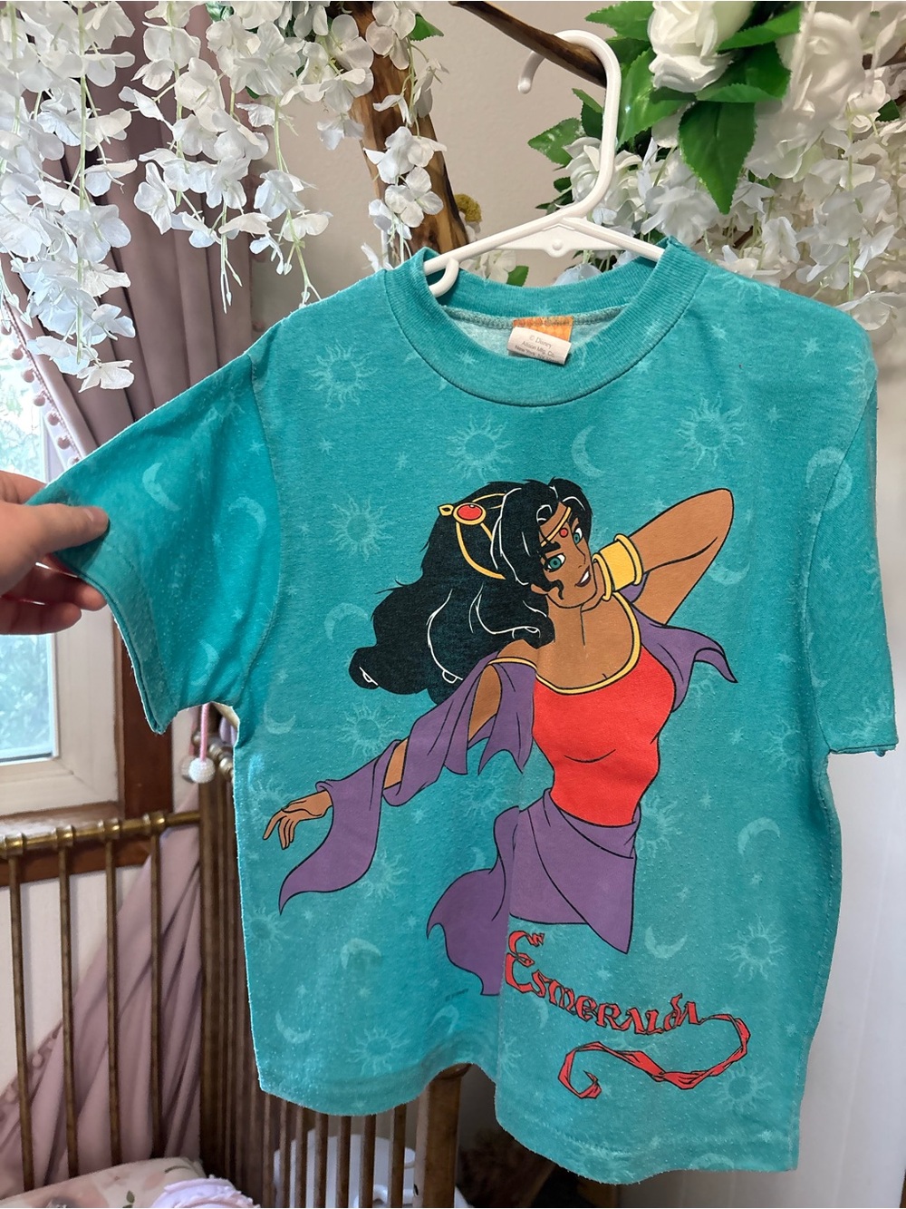 Vintage 1990’s Disney Teal Graphic Esmeralda Women's Short Sleeve Top